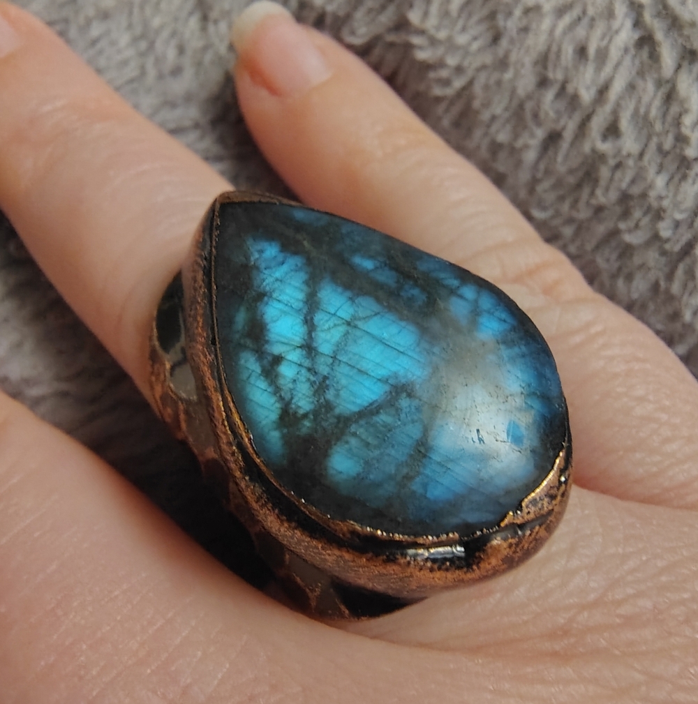Blue Labradorite Statement Ring